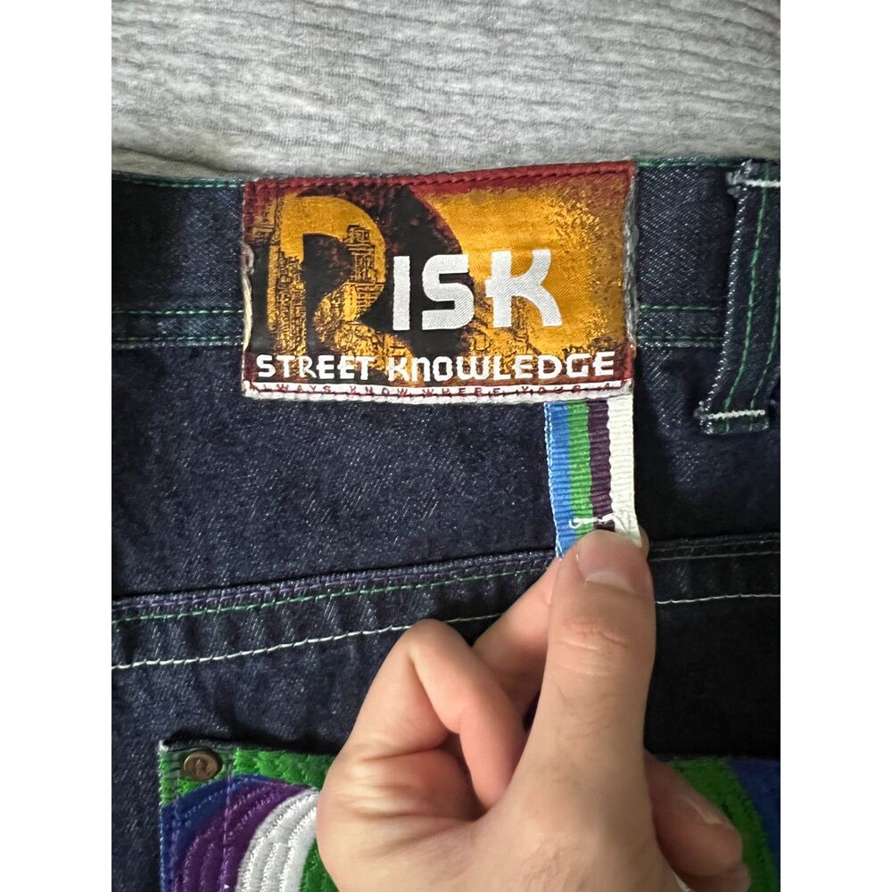 Embroidered Risk Denim Jeans - Picture 9 of 11